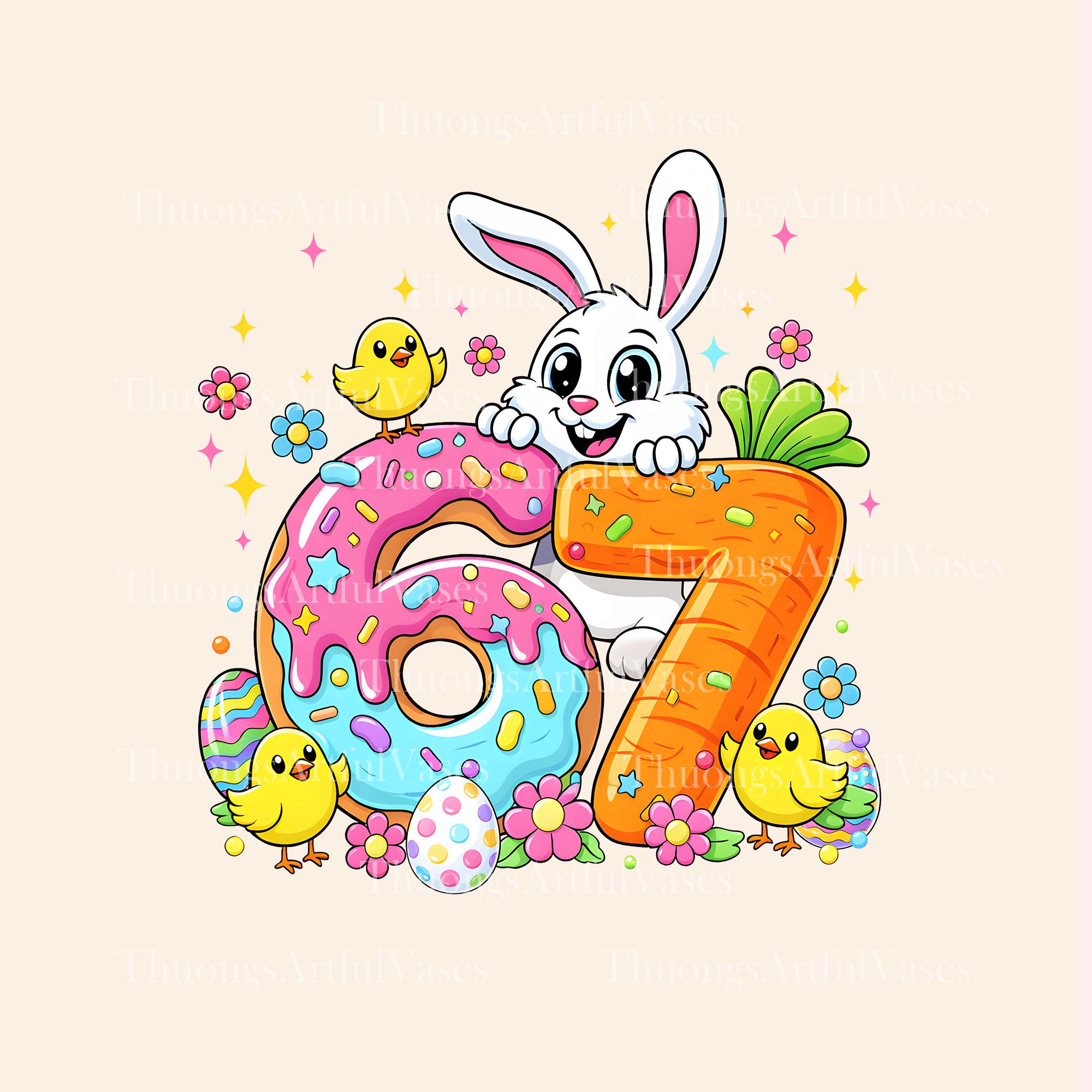 Happy Easter Day 67 Bunny PNG, Six Seven Easter Day, 67 Easter Egg Png ...