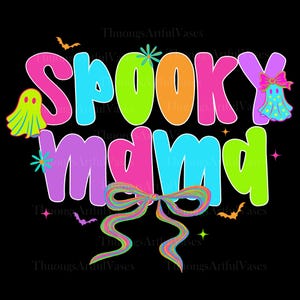 Spooky Mama Halloween Neon Bundle Png, Spooky Letters Png, Halloween Neon, Red Black, Ghost Spooky Png, Preppy Halloween Mama