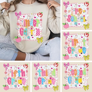 Preppy Back to School PNG Bundle, Teacher Coquette First Day of School Shirt Design, Girly Pink Bow Design, Pre-k 1st/2nd/3rd/4th Grade