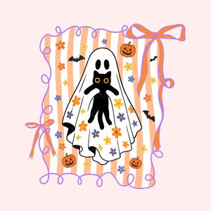 Cat Halloween Ghost Png, Ghots Cat Png, Retro halloween Png, Gothic Png, Ghost Png, Fall Png, Halloween Ghost Cat Shirt, Autumn Png