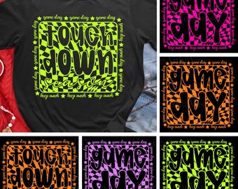 Fußballspieltag Touch Down Saison Bundle, karierter FußballSvg Png, Spieltag, Fußball Mama Png, Fußball Png Design, Fußball Mama
