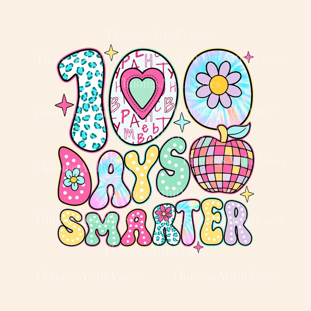 100 Days Smarter PNG, Happy 100th Day of School, Disco 100 Days Png ...