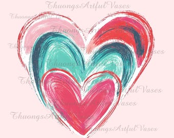 Valentine Day Heart Brushstroke Png, Brushstroke Valentines Png, Heart Xoxo png, Girls Valentine Png, Coquette Valentine Shirt Design