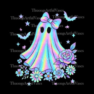 Schillernder Geist Png, Kokette Halloween Png, Girly Halloween Png, Süßer Geist Png, Retro Neon Boo Shirt Grafik digital, gruseliges Saison-T-Shirt