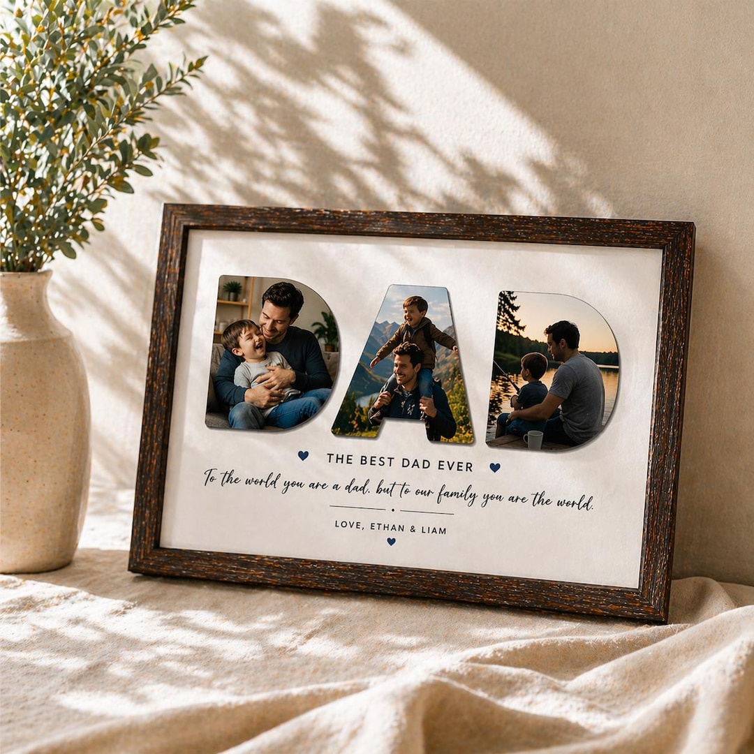 NEW 2026!! Personalized Photo Sign for Dad, Custom Father's Day Gifts for Daddy, Best Dad 