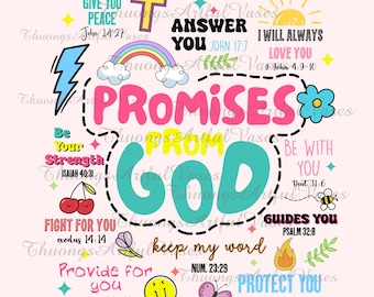 Obietnice od Boga Png Design, Retro Chrześcijańska Sublimacja, Jezus Doodle Png, Vintage Spirit Religious Png, Christian Png, Werset Biblijny Png