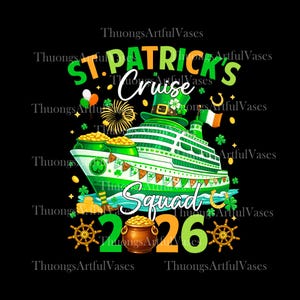 St Patrick's kryssningsgrupp 2026 PNG, familjekryssningsbesättning 2026, Lucky Shamrock-kryssningstecken, St Paddy's kryssningströja, irländsk dag, digital nedladdning