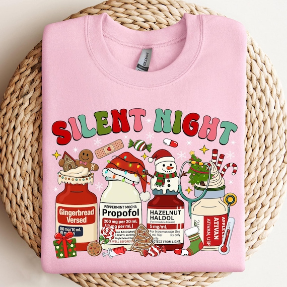 Silent Night Christmas Nurse PNG, Medical Christmas Shirt, Er