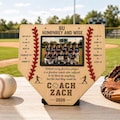 Personalized Baseball Home Plate Sign with Photo, Baseball Coach Gift, Thank You Coach Gifts, End of Season Manager Gift,  Senior Night Gift