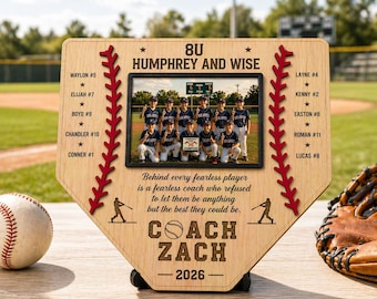 Cartello personalizzato per la base di casa base di baseball con foto, regalo per allenatore di baseball, regalo di ringraziamento per l'allenatore, regalo di fine stagione per il manager, regalo per la serata dei senior.