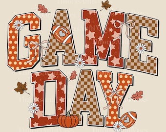 Game Day Football Touch Down Season, Retro Football png, Football Mom png, Football Shirt Png, Checkered Star Football Shirt sublimation