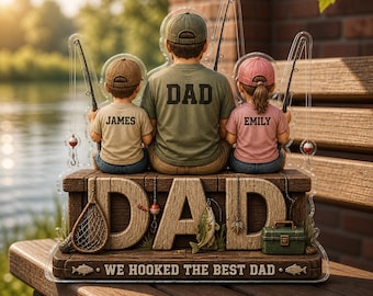 Personalized Fishing Dad Gift, We Hooked The Best Dad Plaque, Custom Photo Fisherman Plaque, Dad Fishing Keepsake, Father’s Day Gift for Dad