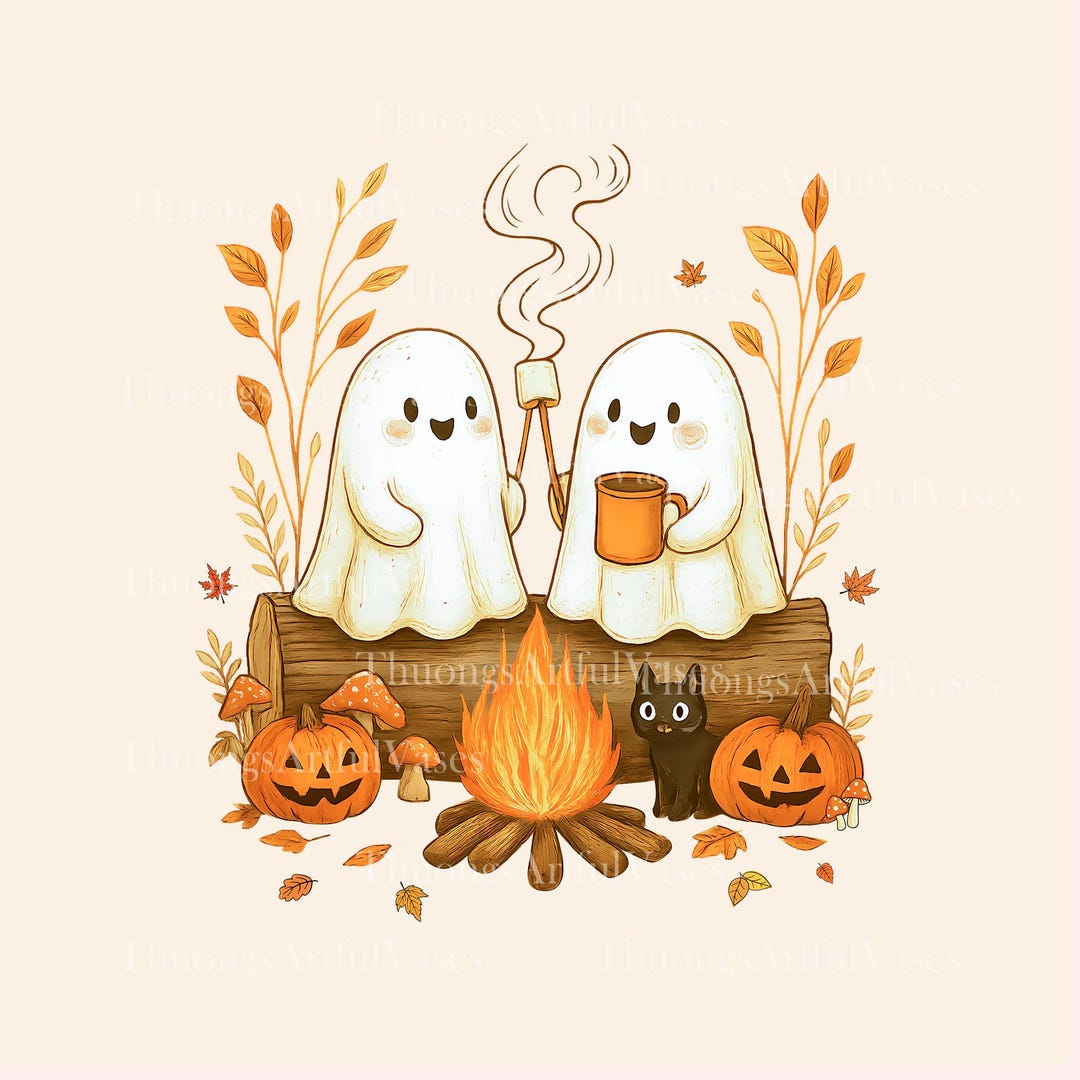 Camping Ghosts Png, Cute Ghost Halloween Png, Ghost Couple, Fall ...