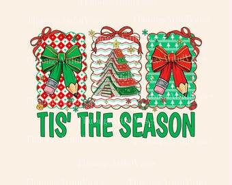 Tis' The Season PNG, All Booked for Christmas, Coquette Christmas Books, Christmas Teacher, Book Lovers, Trendy Christmas, Digital Download