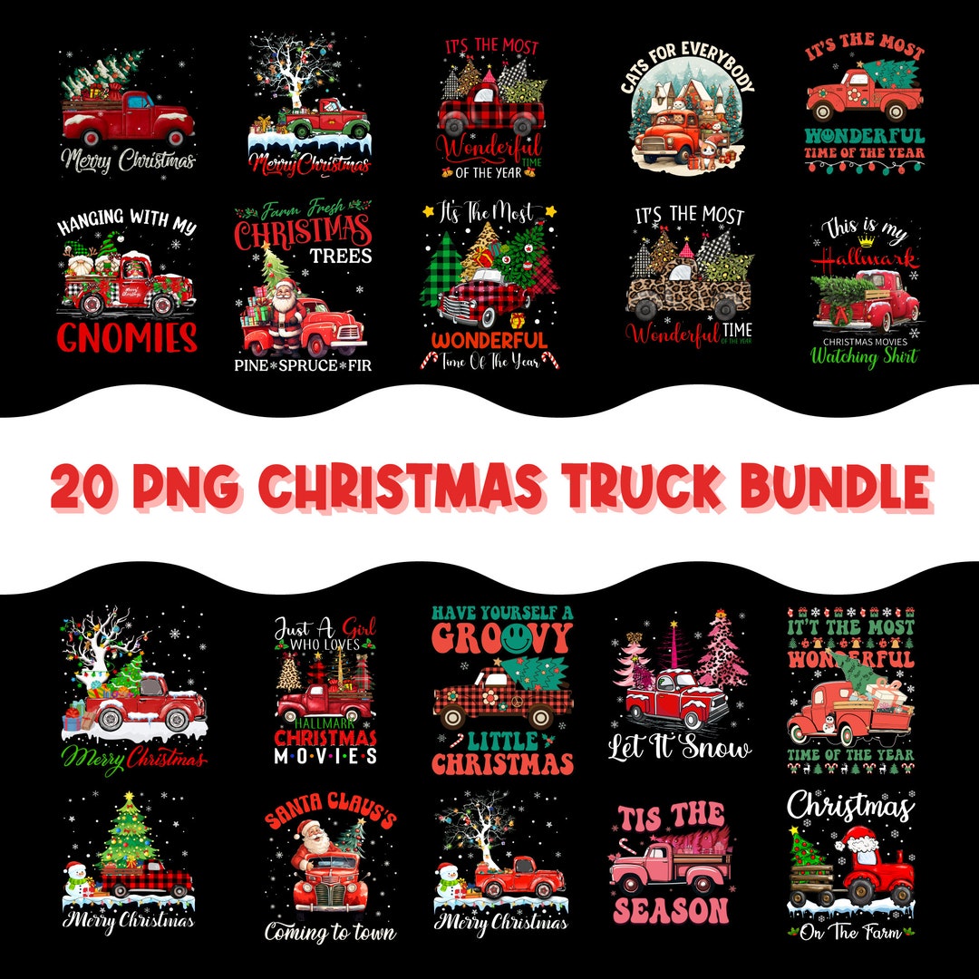Merry Christmas Truck Design Bundle, Christmas Truck Clipart Png ...