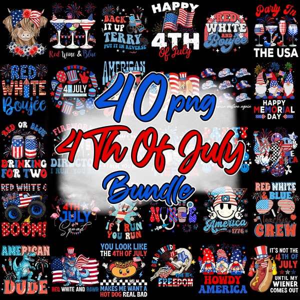 4th of July Mega Bundle, Independence Day PNG, 40 Designs Fourth of July, Heather Roberts Art Bundle, America Patriotic Png, USA Flag PNG