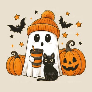 Pumpkin Ghost Coffee, Cute Ghost Png, Halloween Png, Coffee Png, Bougie Png, Bougie Ghost, Here For The Boos, Mug Png, Trending Png