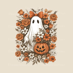 Halloween Fall Ghost Boho Png, Girly Pink Pumpkin Png, Boho Floral Fall Png, Halloween Png, Autumn Vibes Png, Glitter Lace Ghost Bow