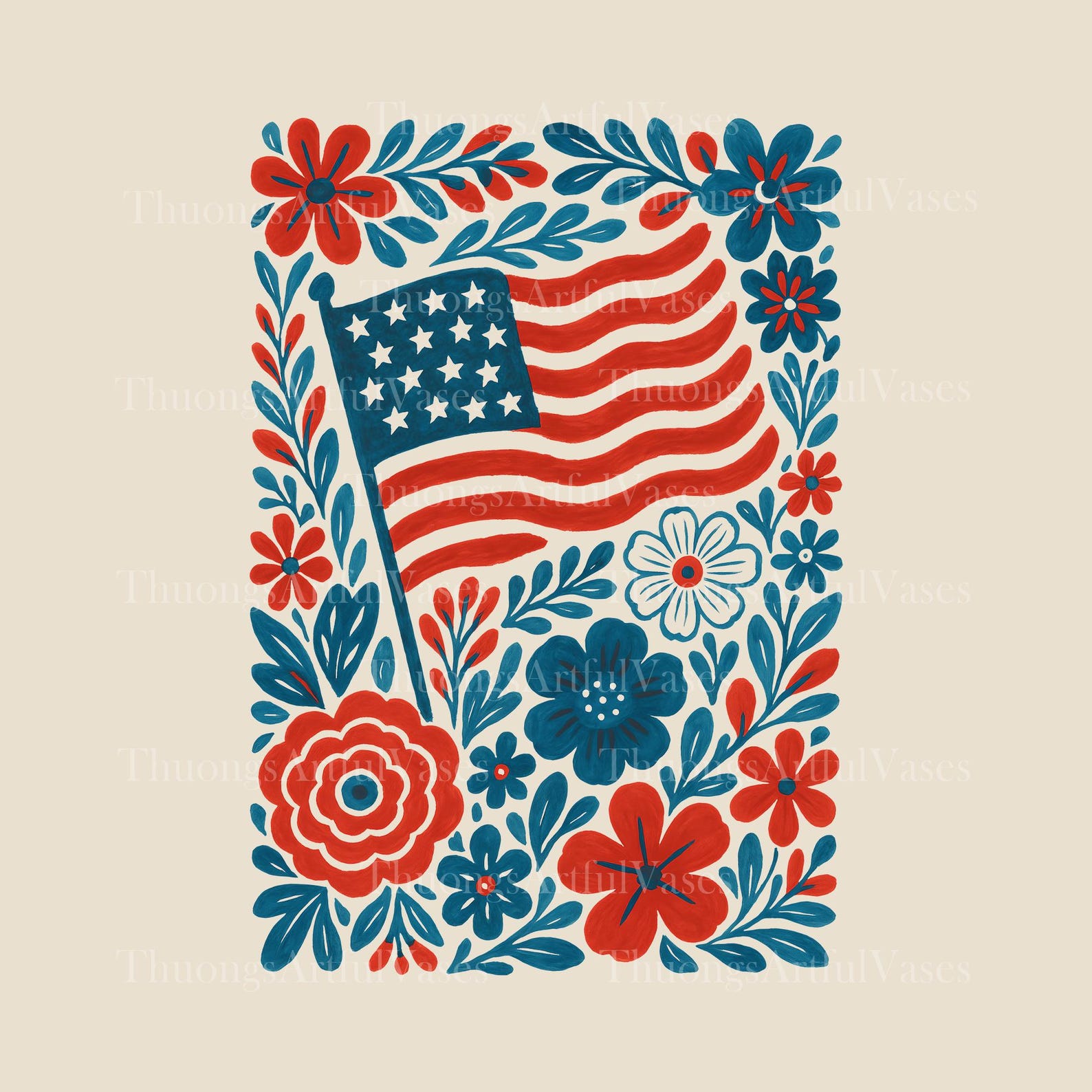 Floral American Flag Png, Patriotic 4th of July Sublimation Design, Red ...