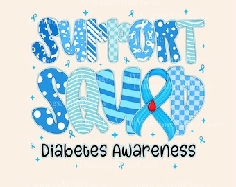 Support Squad Diabetes Awareness PNG, In November We Wear Blue, Blue Ribbon Diabetes png, Insulin Support Diabetes Png, Digital Download