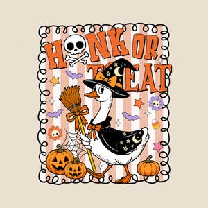 Honk or Treat Halloween Goose Png, Cute Goose Witchy Halloween Png Design, Fall Shirt Png, Spooky Goose Png, Halloween Goose Png