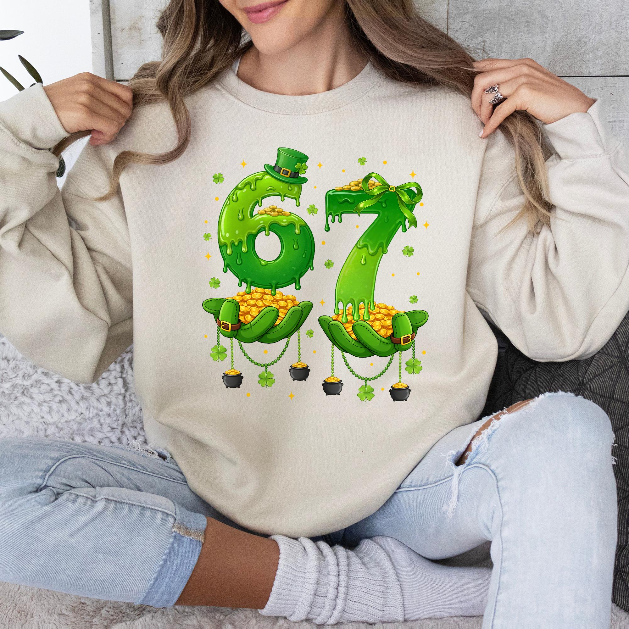 Six Seven 67 St. Patrick's Day PNG, Funny Six Seven 6 7 Irish Shamrock ...