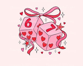 Preppy Six Seven Valentine PNG, Coquette Valentine 6 7 Png, Dice 6 7 Png, 6 7 Love T-Shirt, Playing Cards Valentine PNG, Digital Download