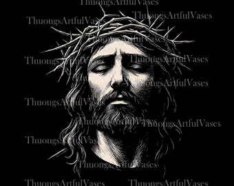 Rosto de Jesus, Coroa de Espinhos PNG, Cabeça de Jesus PNG, Camiseta com Versículo Bíblico Cristão, Moletom de Páscoa, Camiseta de Fé, Presente Cristão, Download Digital