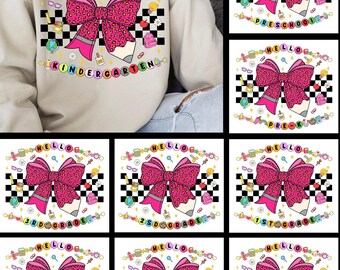 Back to School Grade Bundle PNG, Coquette Bow First Day of School Shirt Design png, Preppy Floral Sublimation, Pre-k 1st/2nd/3rd/4th Grade