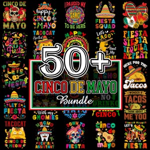 50+ Cinco De Mayo Png Bundle, Festa Mexicana Png, Let's Fiesta Png, Tequila México Png, Tacos Png, Chapéu Nachos, Design de Sublimação Download