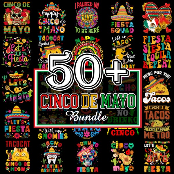 50+ Cinco De Mayo Png Bundle, Mexican Party Png, Let's Fiesta Png, Mexico Tequila Png, Tacos Png, Nachos Hat, Sublimation Design Download