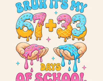 Bruh It's My 67 Days Of School, I Survived 67 Days Of School Png, 100 Days Of School Png, Teacher Student Gift, 100th Day Of School Png