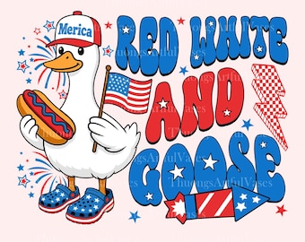 Red White And Goose Png, 4th Of July Png, Funny Funny Goose Shirt, Goose Usa Png, Kids America Shirt Design Png, Independence Day