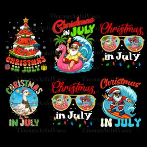 Christmas In July Bundle Png, Funny Christmas Png, Christmas In Summer, Summer Vibes Png, Tropical Santa , Holiday Png