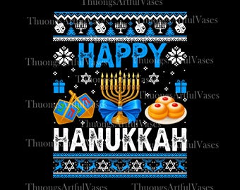 Feliz Hanukkah PNG, Lazo festivo coqueto PNG, Menorá de la celebración judía, Candelabro de Hanukkah PNG, Decoración para el comedor, Descarga digital