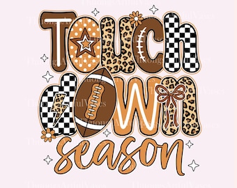 Touchdown Season Png, Coquette Football Bow Tee png, Football Fall Autumn Png, Football Game Day png, Floral Football Png, Football Mama Png