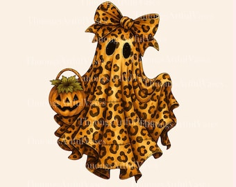 Leopard Ghost PNG, Cute Boo Ghost Coquette Png, Fall Pumpkin Tee, Spooky Ghost png, Funny Halloween png, Trendy Halloween, Digital Download