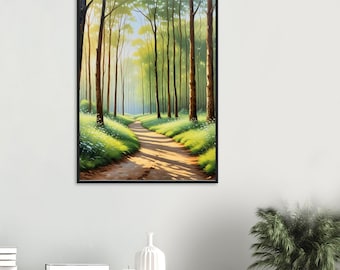 Forest Landscape Poster with Wooden Frame, Premium Matte Paper, Natural Decor for Living Room and Office, Elegant Wall Art
