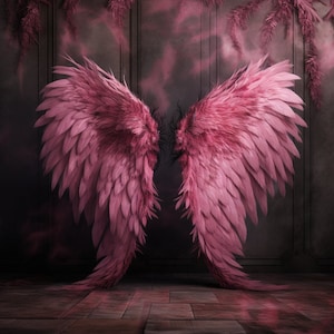 Digital Large pink angel wings