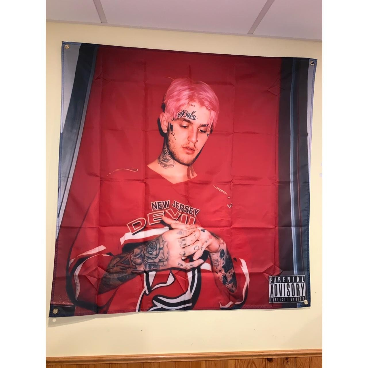 Lil Peep Hellboy Mixtape Album Super Dope Iconic Red New Jersey Devils Rap  Album Tapestry Flag 3.5x3.5 Feet