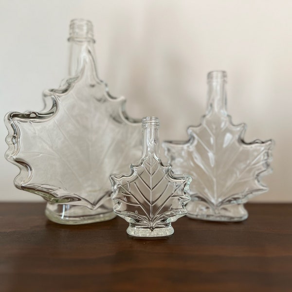 Glass Maple Leaf Bottle Empty- Bulk/Case