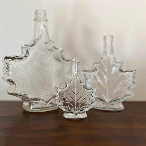 Glass Maple Leaf Bottle- Empty Individual