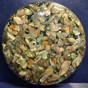 Vintage MCM Lucite Abalone Oyster Shell Fot Underlägg Värmeplatta 14 cm