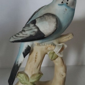 Beautifully Detailed Parakeet Budgie Figurine Made In Japan Bisque Porcelain