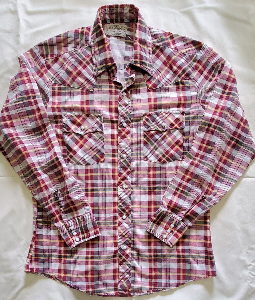 【希少】70s ヴィンテージ　MR.LEGGS FLANNEL SHIRT Vintage Mr Leggs Shirt Mens Small Button Up Flannel Blue