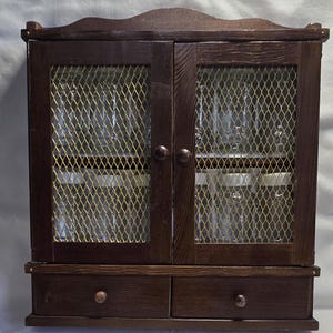 Vtg 12 Glass Bottle Wood Hanging Counter Apothecary Spice Cabinet Rack UNUSED