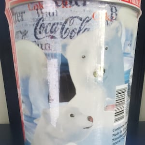 Unopened Vintage Coca-Cola 700 Piece 12"x34" Polar Bear Jigsaw Puzzle In 6" Tin Container