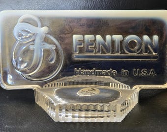 Vintage Fenton French Opalescent Glass Logo Dealer Plaquette Handgemaakt in de VS 3" x 5"