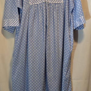 Vintage Anthony Richards Long Polyester Nightgown 1990s Blue Lace Trim Size 1X