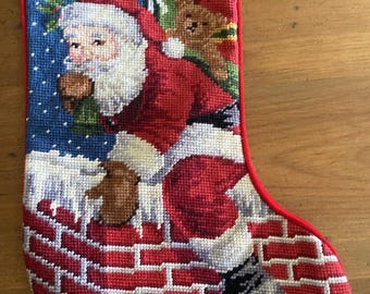 Nadelspitze Weihnachtsstrumpf Nikolaus Auf Dem Dach Mit Sack Spielzeug